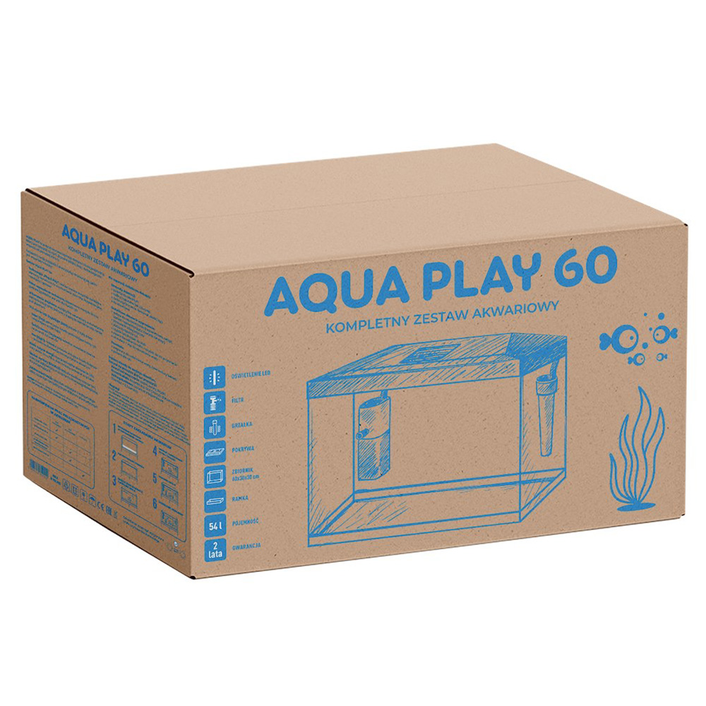 Aqua Play 60 Zestaw Akwarium proste + pokrywa LED D&N